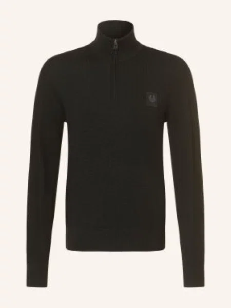 Belstaff Sweter Typu Troyer Colden Z Wełny Merynosowej schwarz czarny