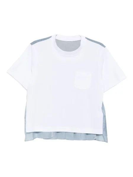 Tricou Sacai plisat alb