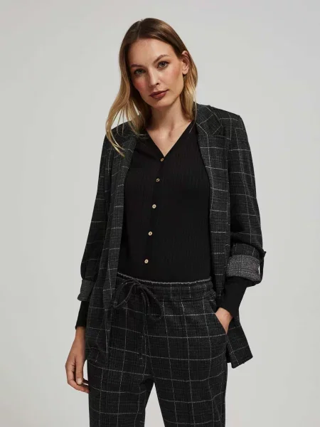 Geacă Marisse în carouri negru