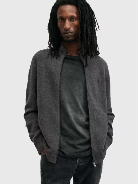 AllSaints hanorac din lână STATTEN melanj gri
