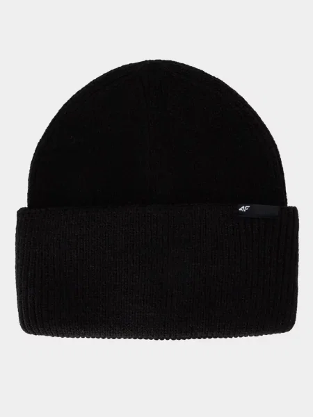 4F czapka z szerokim wywinięciem typu beanie one size czarna