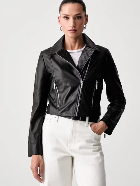 Armani Exchange geacă de piele pentru femei negru