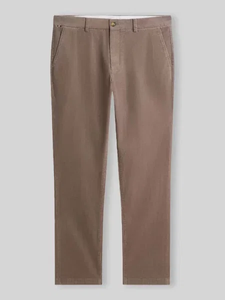 Spodnie sztruksowe o kroju slim fit z mieszanki bawełny Tommy Hilfiger beżowe