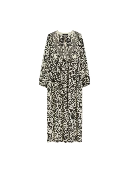 Weekend Max Mara sukienka beżowy midi rozkloszowana czarna