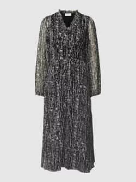 Sukienka koszulowa z szyfonu model ‘NIMES’ w kolorze czarnym Neo Noir