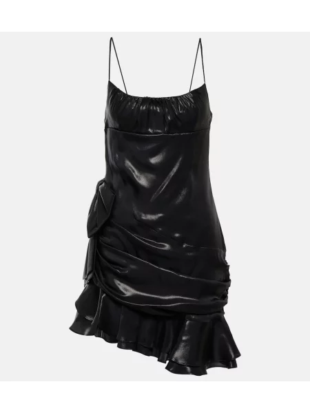 Drapirana obleka Alessandra Rich z draperijo črna