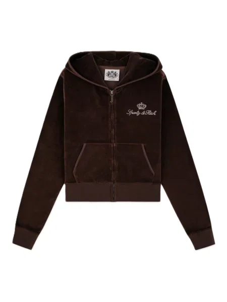 Welurowa bluza z kapturem Sporty And Rich brązowa