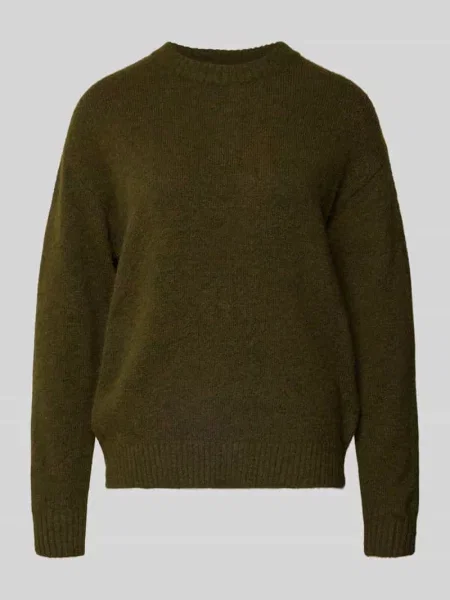 Sweter z dzianiny z okrągłym dekoltem model ‘Novala’ Free/quent khaki