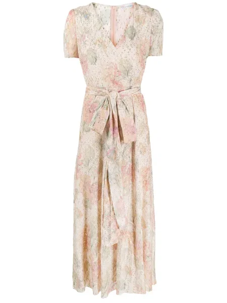 Rochie maxi Red Valentino cu model floral lungă de costum roșu