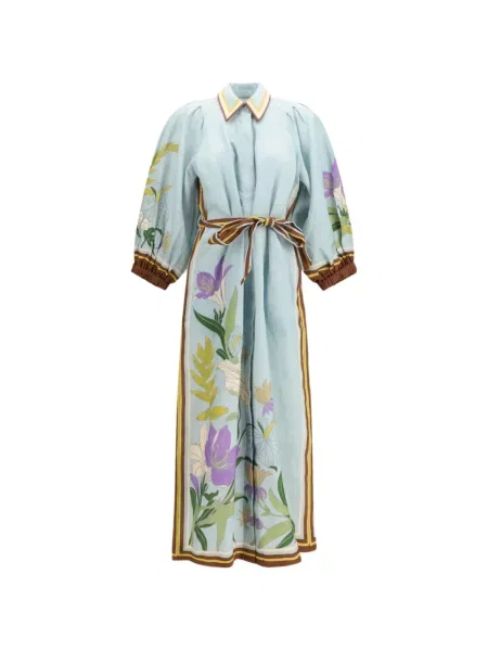 Rochie midi Alemais cu model floral cu imagine până la genunchi albastru