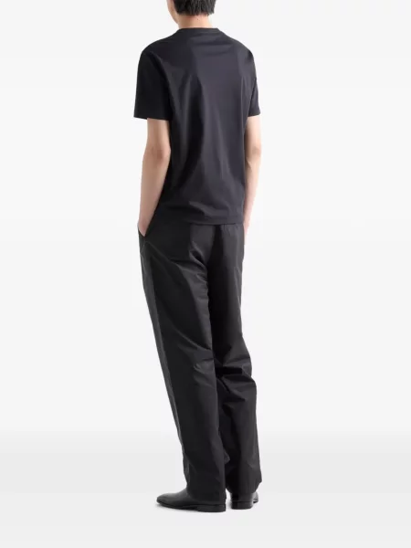 Tricou Prada cu broderie scurt negru