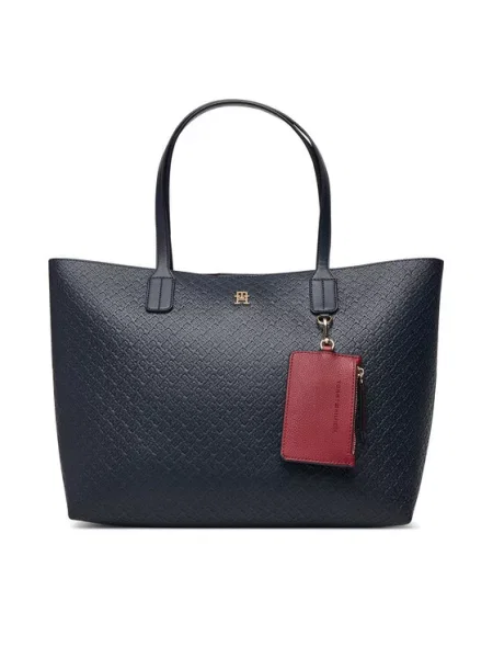 Geantă Tommy Hilfiger Th Icon Tote Mono Bleumarin albastru
