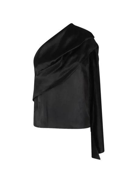 Top Alberta Ferretti drapat cu un umăr gol negru
