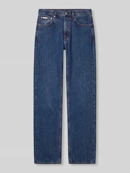 Jeans o kroju straight fit z czystej bawełny w fasonie Calvin Klein Jeans niebieskie
