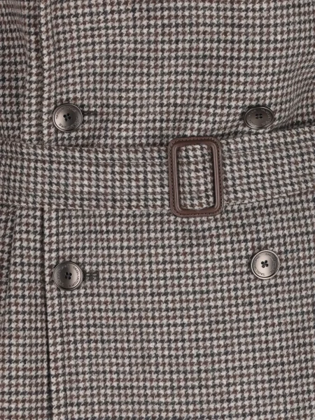 Παλτό Tagliatore houndstooth διπλόκουμπα καφέ