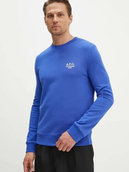 Mikina A.P.C. sweat rider hladká modrá