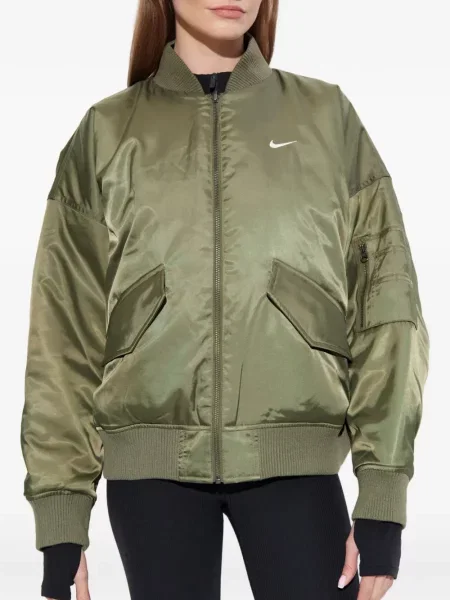 Siuvinėta grįžtamas bomber striukė Nike žalia