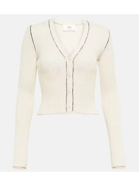 Cardigan Ami Paris tricotate alb