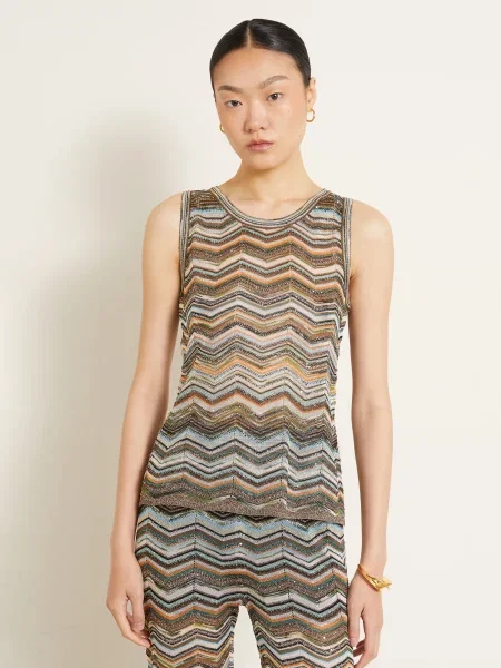 Pletený pletený top Missoni s flitry oranžový