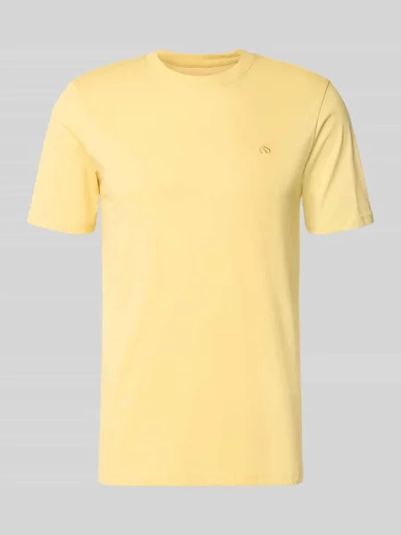 T-shirt w kroju regular fit z haftowanym logo Scotch & Soda żółta