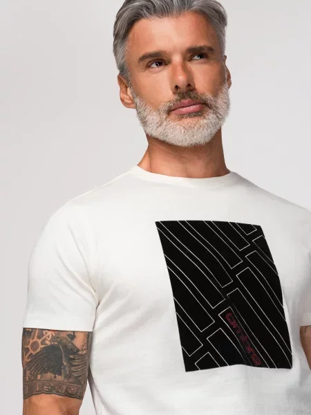 Tricou Ombre cu imprimeu geometric alb