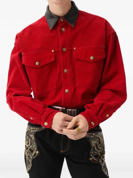 Cămașă Versace de catifea cord roșu