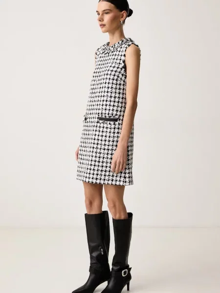 Karl Lagerfeld rochie cu amestec de lână alb