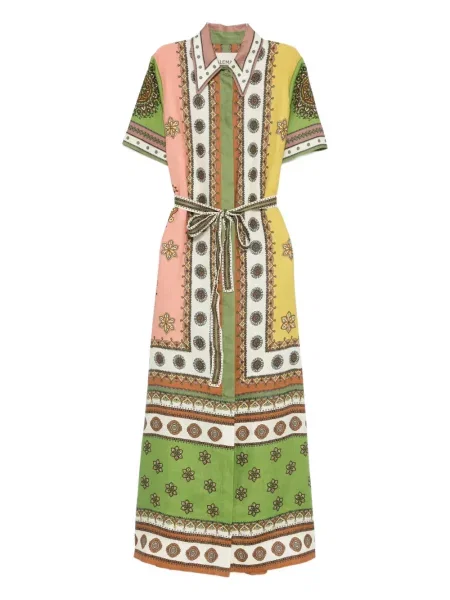 Rochie tip cămașă Alemais până la genunchi de costum verde