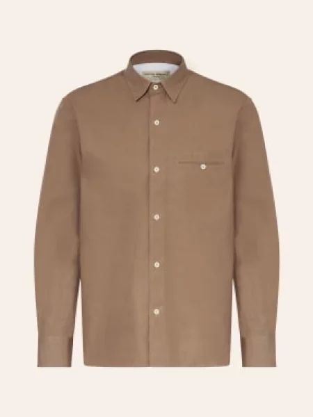 Officine Générale Lněná Košile Benoit Slim Fit hnědá