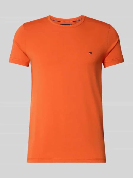 T-shirt o kroju slim fit z mieszanki bawełny Tommy Hilfiger pomarańczowa