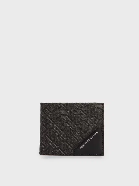 Кожаный мини кошелек Tommy Hilfiger черный