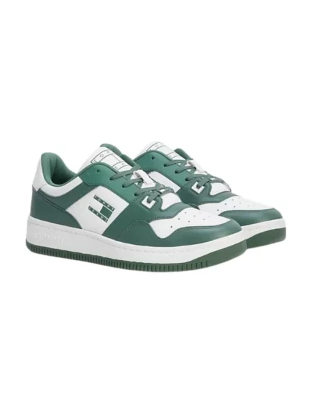Sneakersy Tommy Hilfiger skórzane do koszykówki zielone