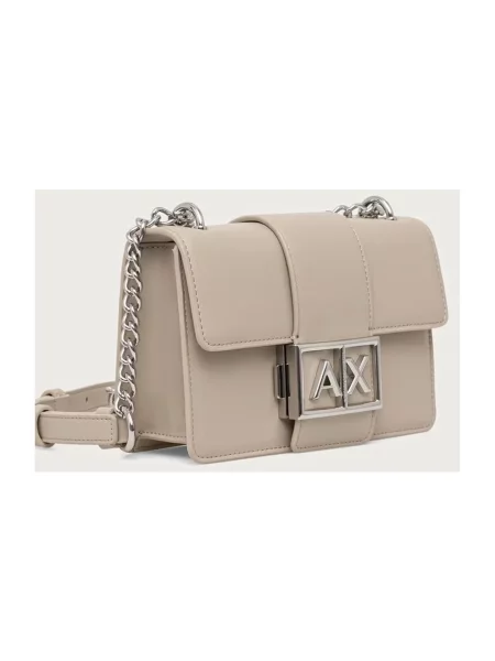 Torebka Armani Exchange skórzana beżowa