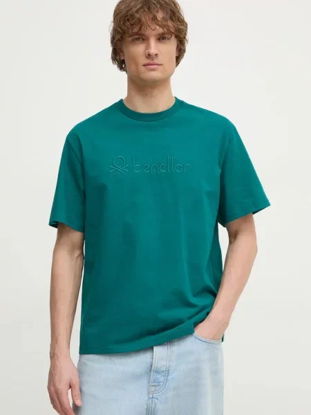 Тениска United Colors of Benetton с апликация зелено