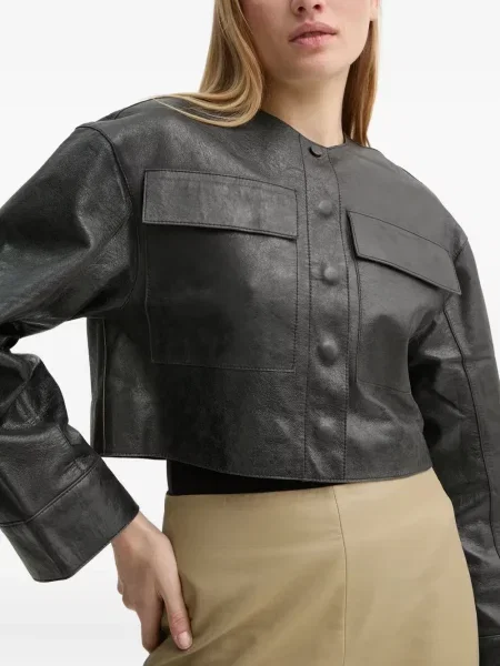 Kurtka skórzana Day Birger Et Mikkelsen o krotszym kroju czarna