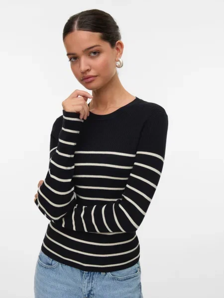 VERO MODA Pulover VMGIZELLE negru alb