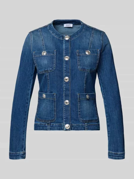 Kurtka jeansowa z okrągłym dekoltem Liu Jo White granatowa