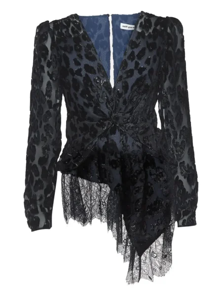 Top Self-portrait cu imagine cu model leopard albastru