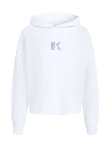 Geacă de blugi Karl Lagerfeld Jeans cu glugă alb