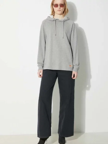 Fjallraven bluza Vardag Hoodie W z kapturem melanżowa szary