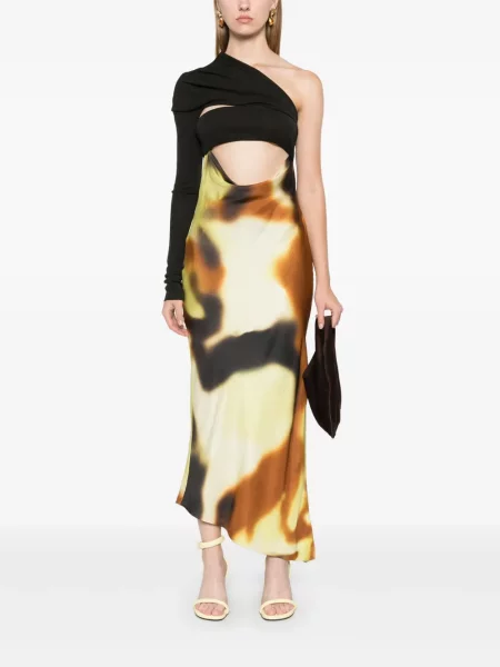Rochie midi Nanushka drapată de costum maro