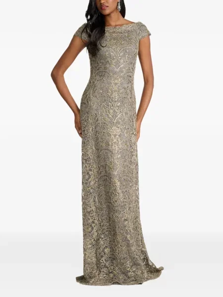 Rochie maxi Tadashi Shoji cu broderie gri