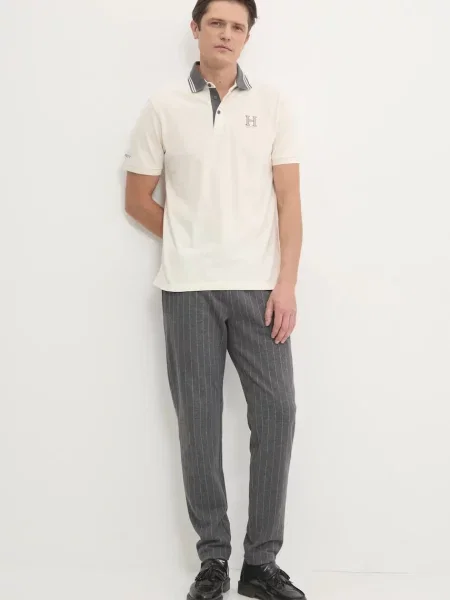 Однотонное поло Hackett London бежевое