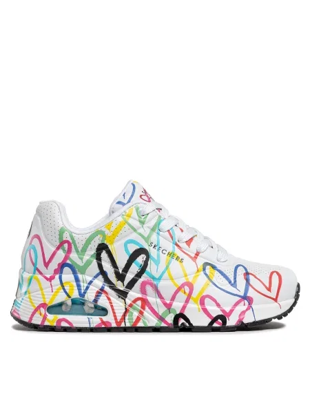 Sneakers Skechers Uno Spread The Love alb
