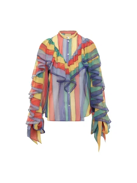 Koszula Rochas w paski z nadrukiem