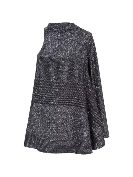 Rochie Missoni cu broderie asimetrică negru
