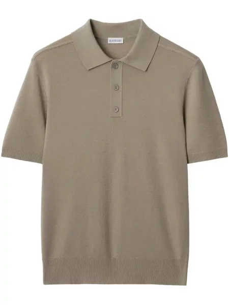Tricou polo Burberry cu broderie maro