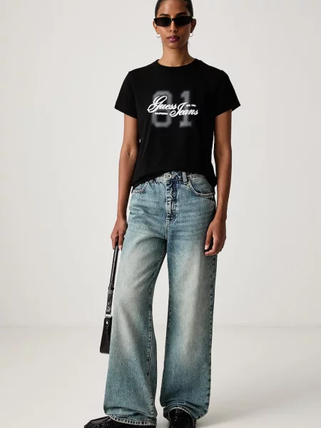 Guess Jeans tričko dámske s bavlnou čierna