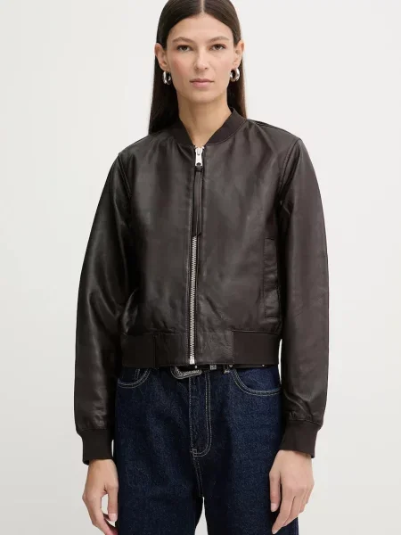 AllSaints geacă de piele ORTEN BOMBER JACKET maro