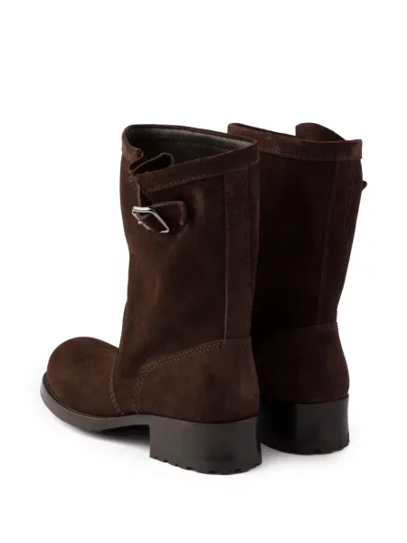 Botine Prada din piele de căprioară maro